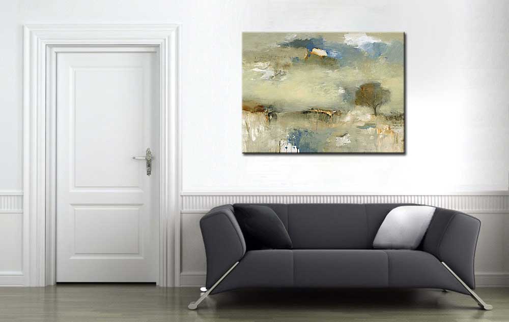 Boom in de mist modern schilderij 120x90cm - Afbeelding 2