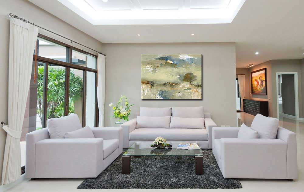 Boom in de mist modern schilderij 120x90cm - Afbeelding 3