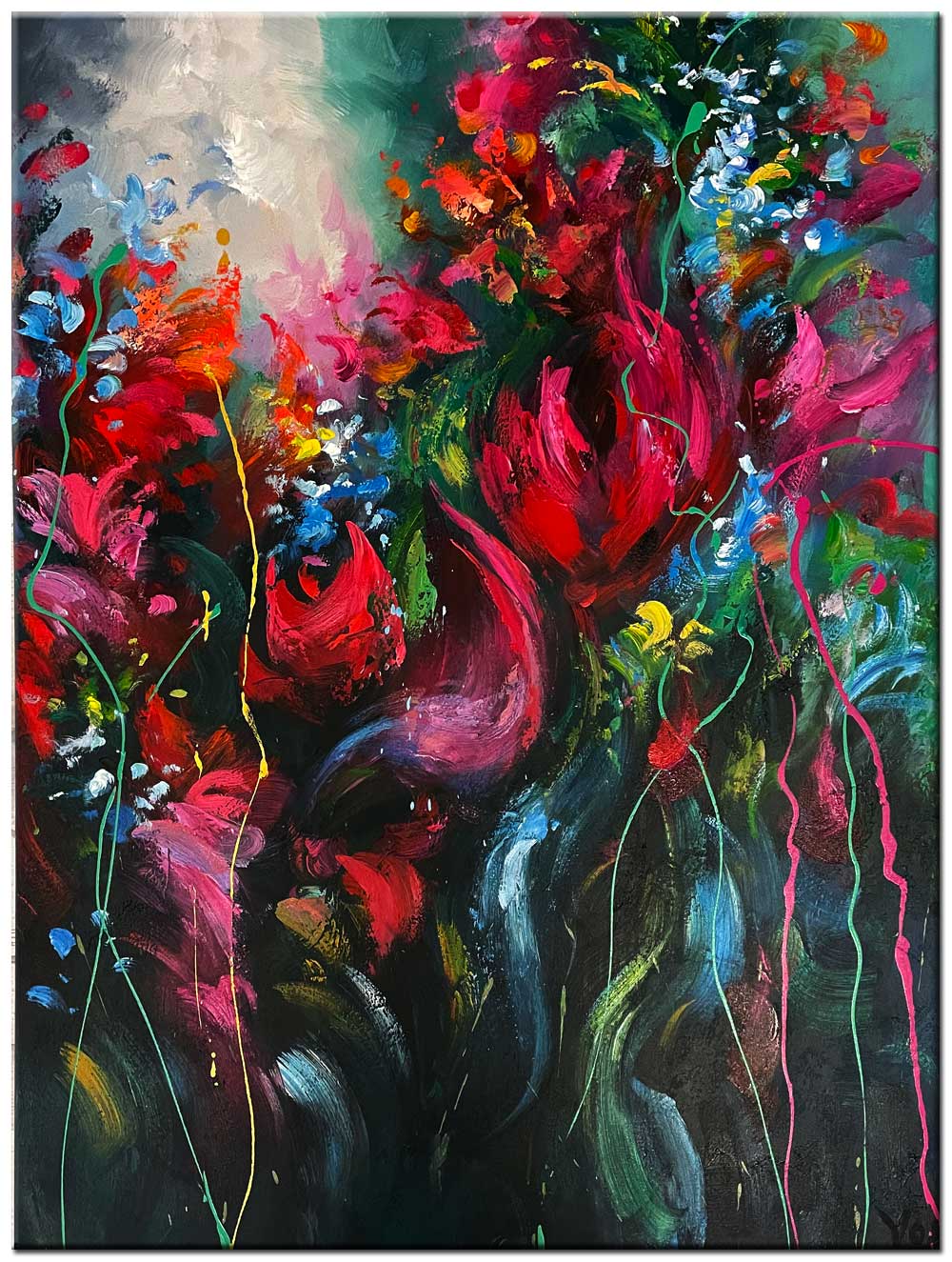 Bloemschilderij Kleurenpracht 90x120cm