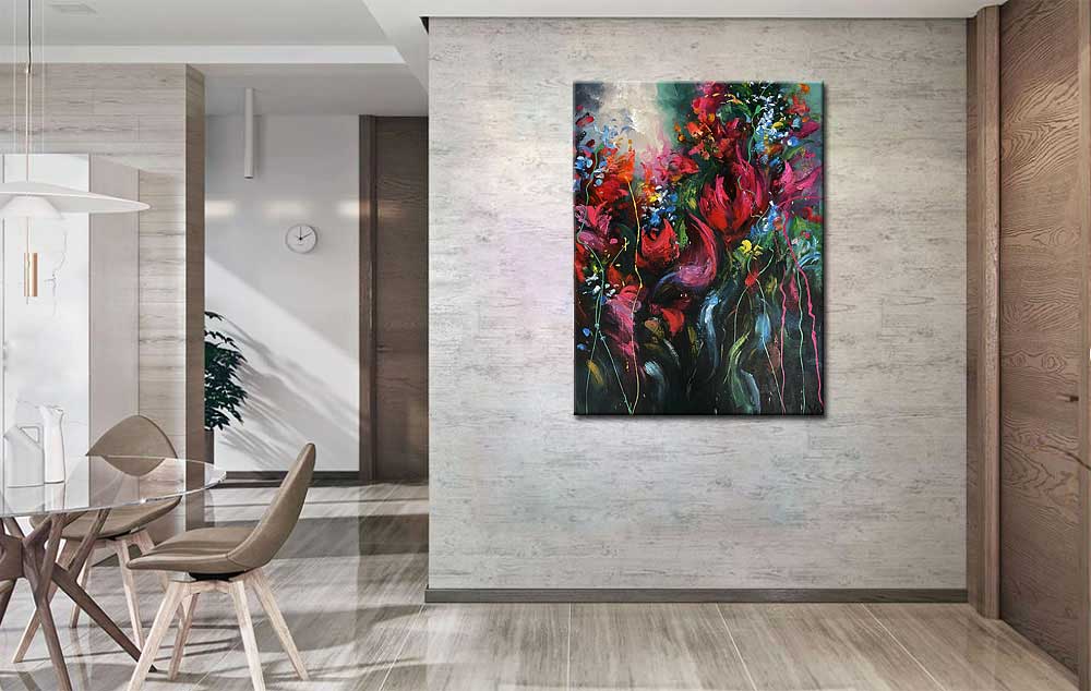 Bloemschilderij Kleurenpracht 90x120cm - Afbeelding 4