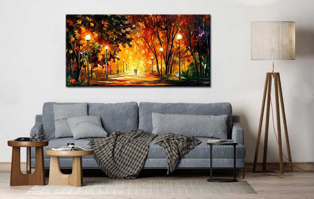 Parkwandeling bij Avond groot schilderij 180x90cm - Afbeelding 3