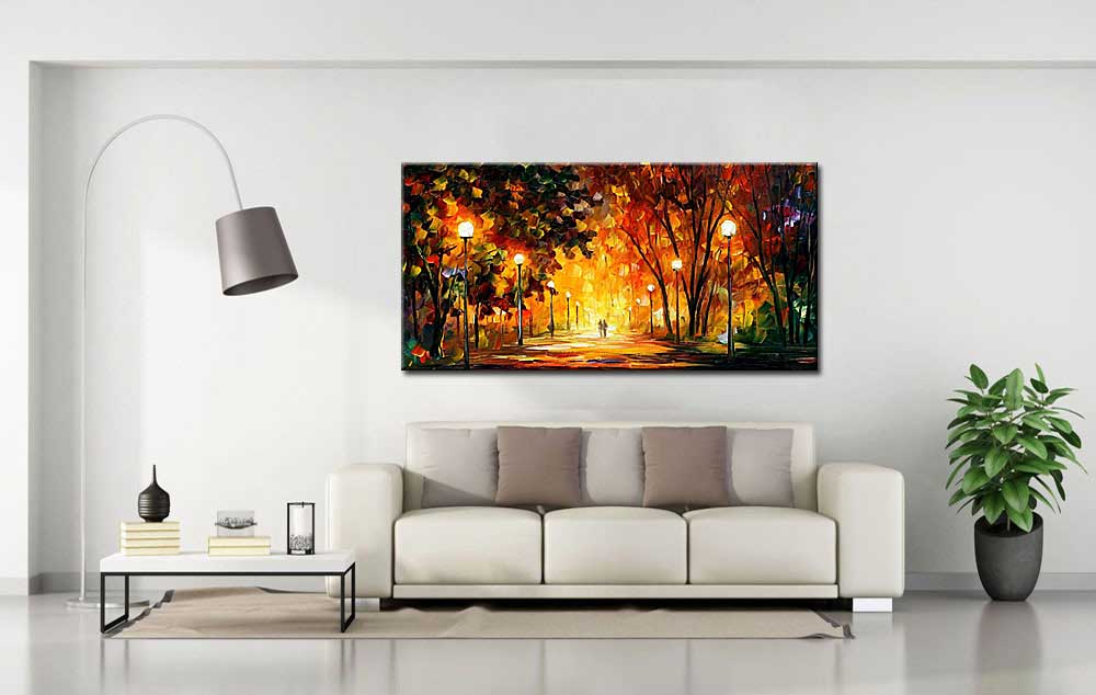 Parkwandeling bij Avond groot schilderij 180x90cm - Afbeelding 4