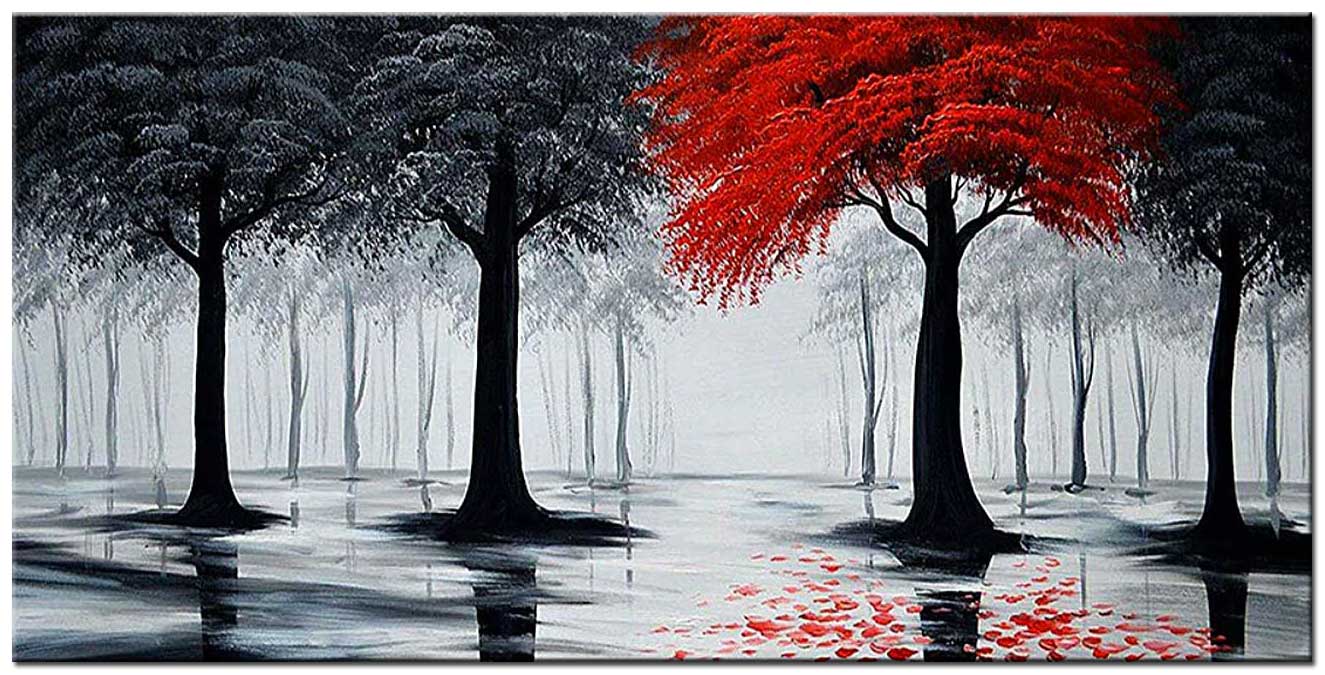 Contrast in het Bos modern groot schilderij 180x90cm