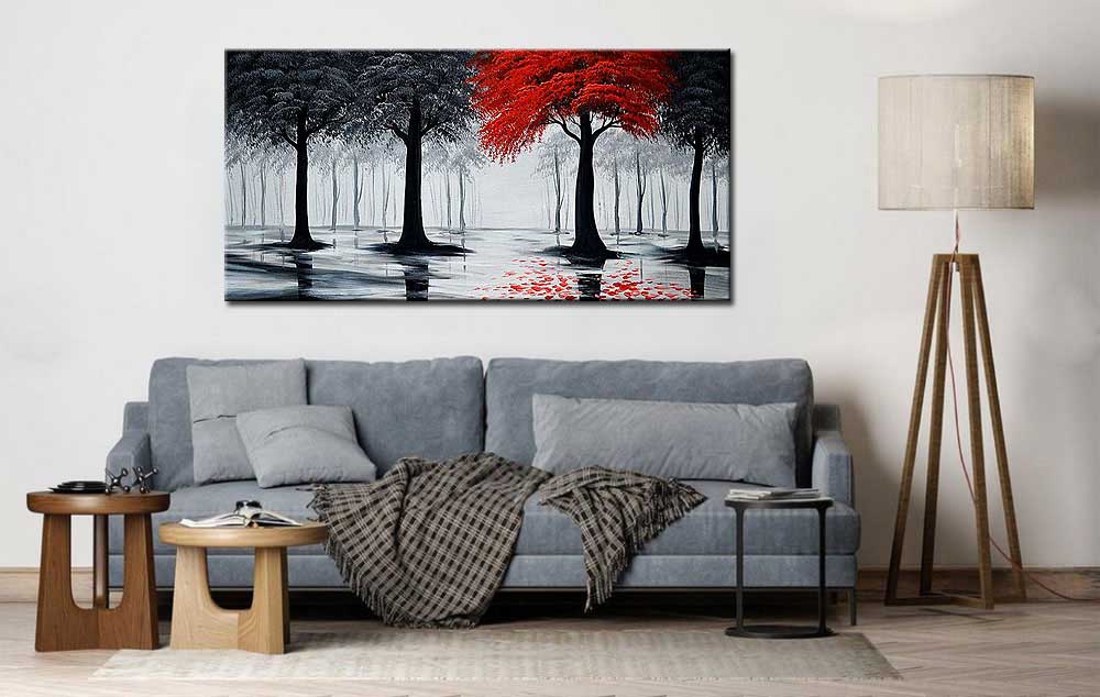 Contrast in het Bos modern groot schilderij 180x90cm - Afbeelding 4