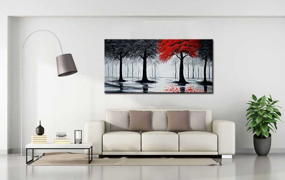 Contrast in het Bos modern groot schilderij 180x90cm - Afbeelding 3