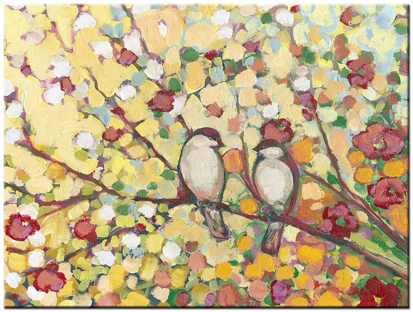 Vogels in Boom modern schilderij 120x90cm