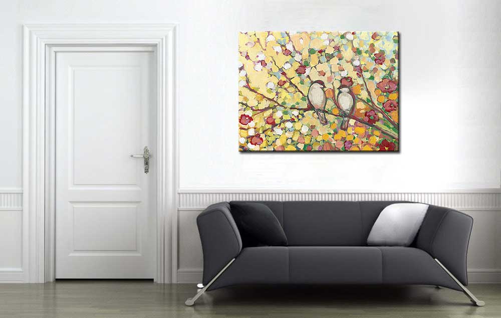 Vogels in Boom modern schilderij 120x90cm - Afbeelding 4