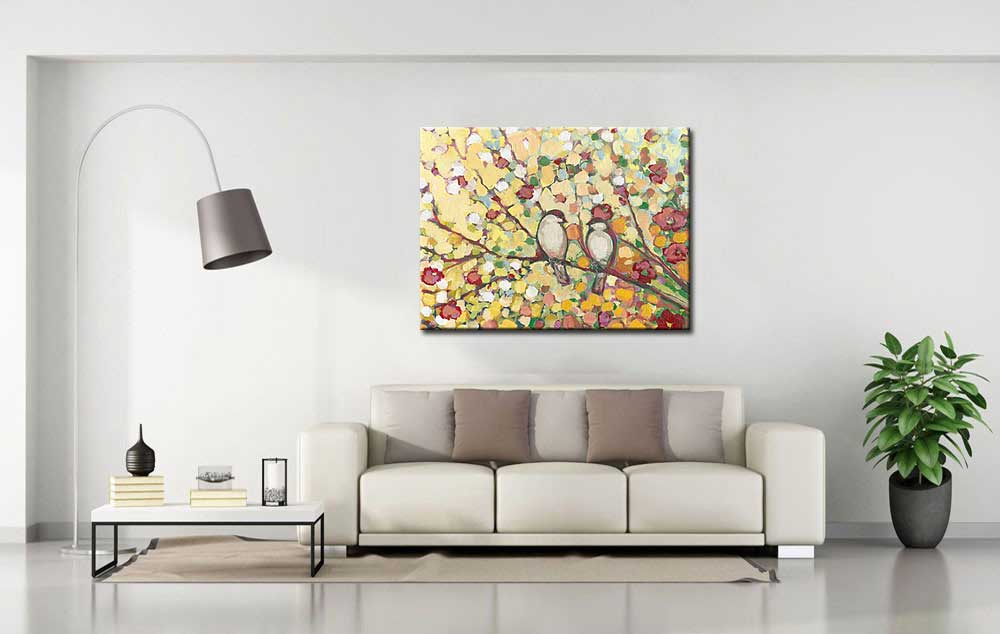 Vogels in Boom modern schilderij 120x90cm - Afbeelding 3