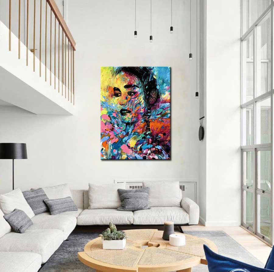 Vrouwen Schilderij Kleurrijke Droom 90x120cm - Afbeelding 2