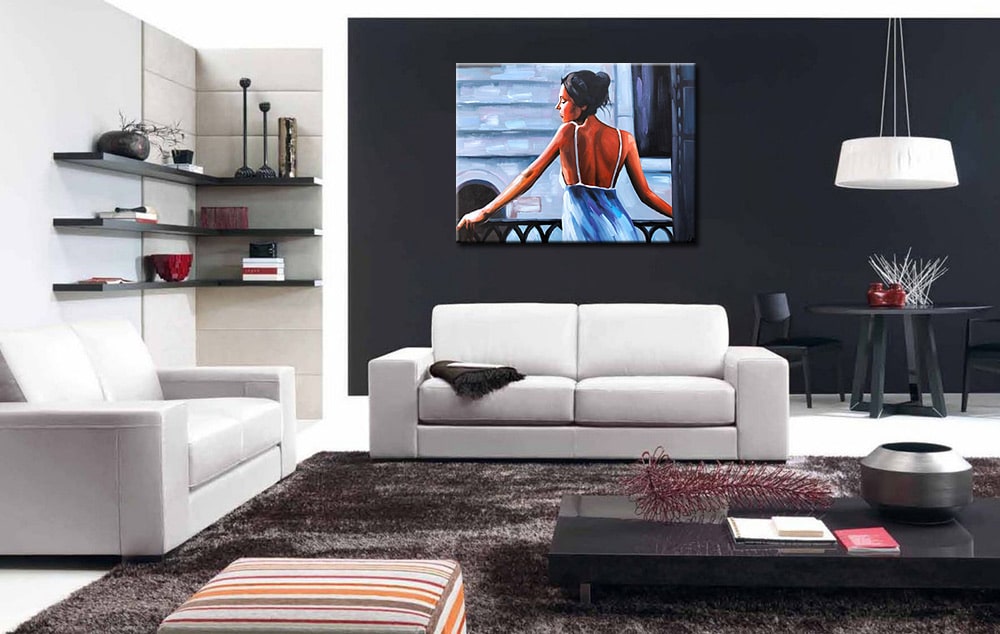 Dame in Ochtendjurk schilderij 120x90cm - Afbeelding 4