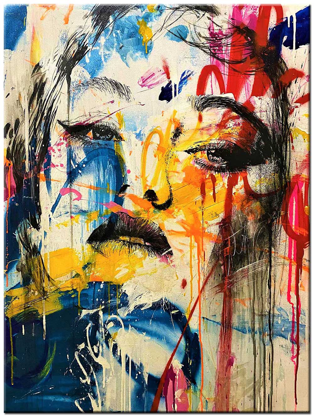 Vrouwen schilderij Expressief Portret 90x120cm