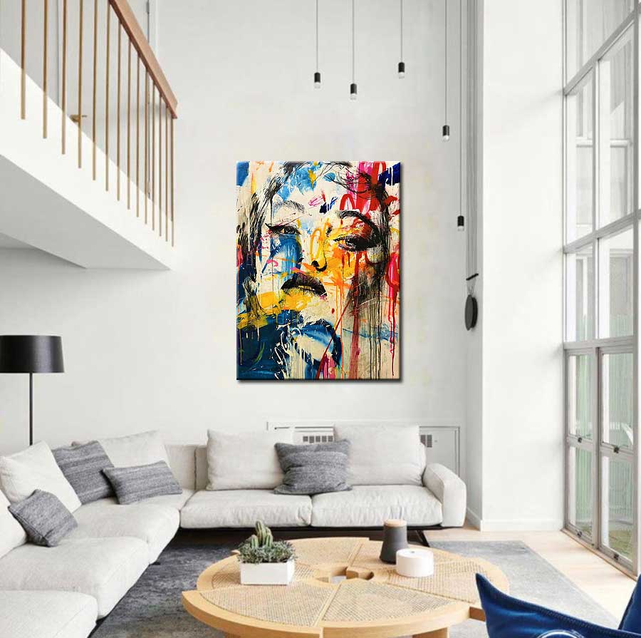 Vrouwen schilderij Expressief Portret 90x120cm - Afbeelding 2