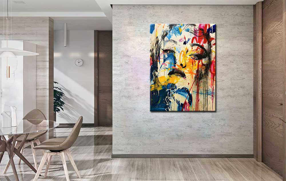 Vrouwen schilderij Expressief Portret 90x120cm - Afbeelding 4