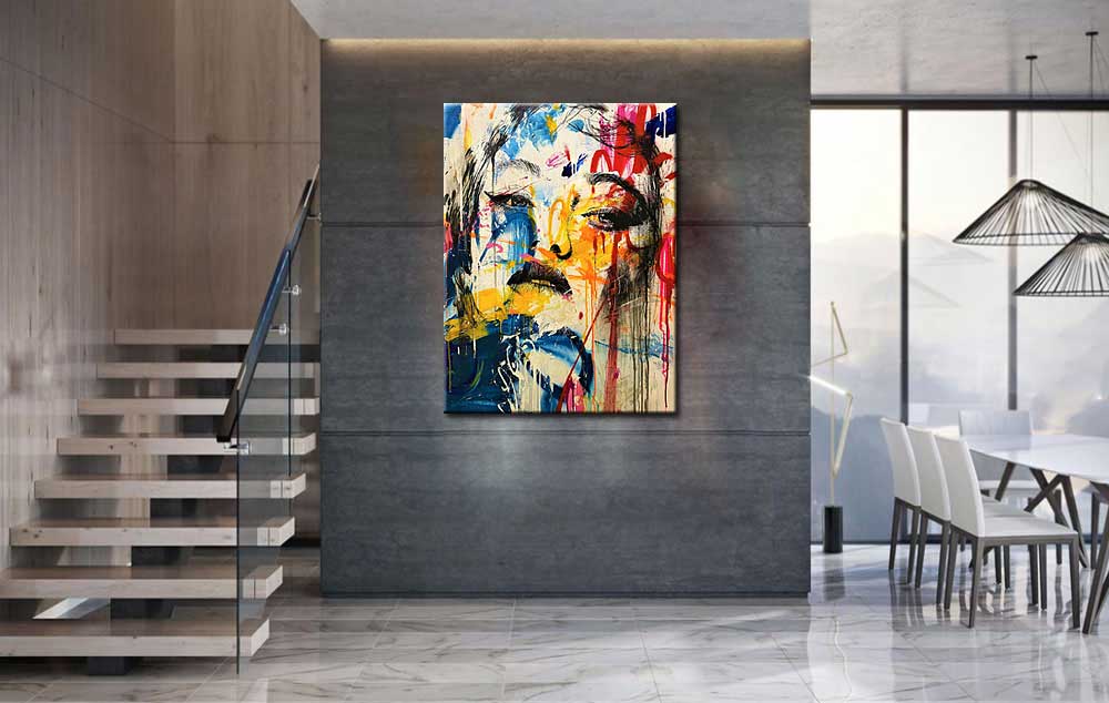 Vrouwen schilderij Expressief Portret 90x120cm - Afbeelding 3