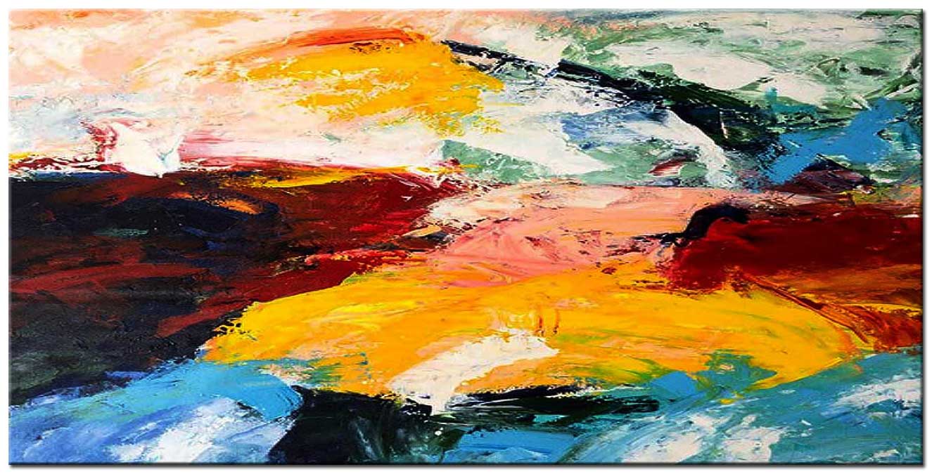 Abstract schilderij Vuur in Water 180x90cm