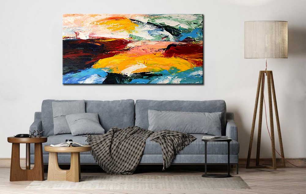 Abstract schilderij Vuur in Water 180x90cm - Afbeelding 4