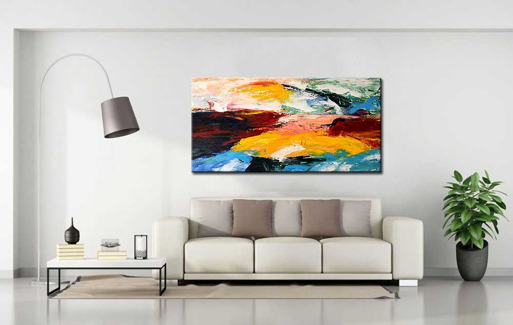 Abstract schilderij Vuur in Water 180x90cm - Afbeelding 3