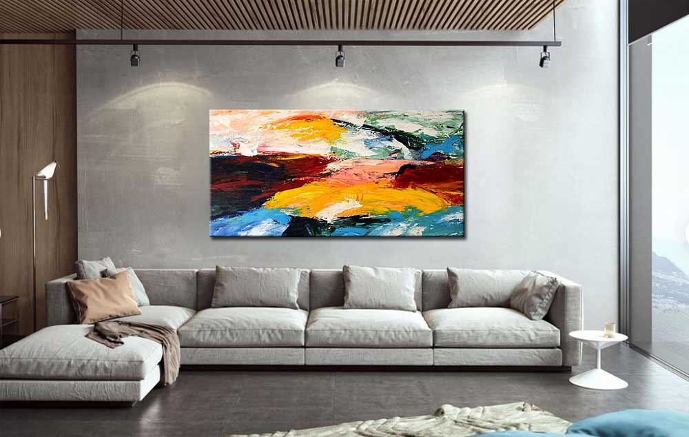 Abstract schilderij Vuur in Water 180x90cm - Afbeelding 2