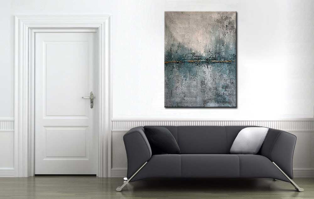 Dark Horizon abstract schilderij 90x120cm - Afbeelding 4