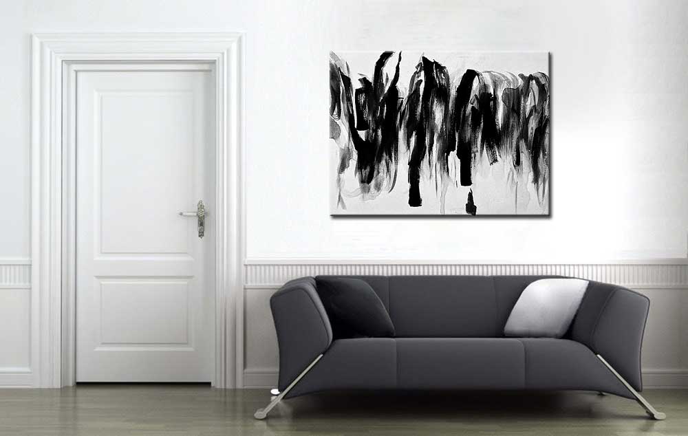 Black Stripes abstract schilderij 120x90cm - Afbeelding 4