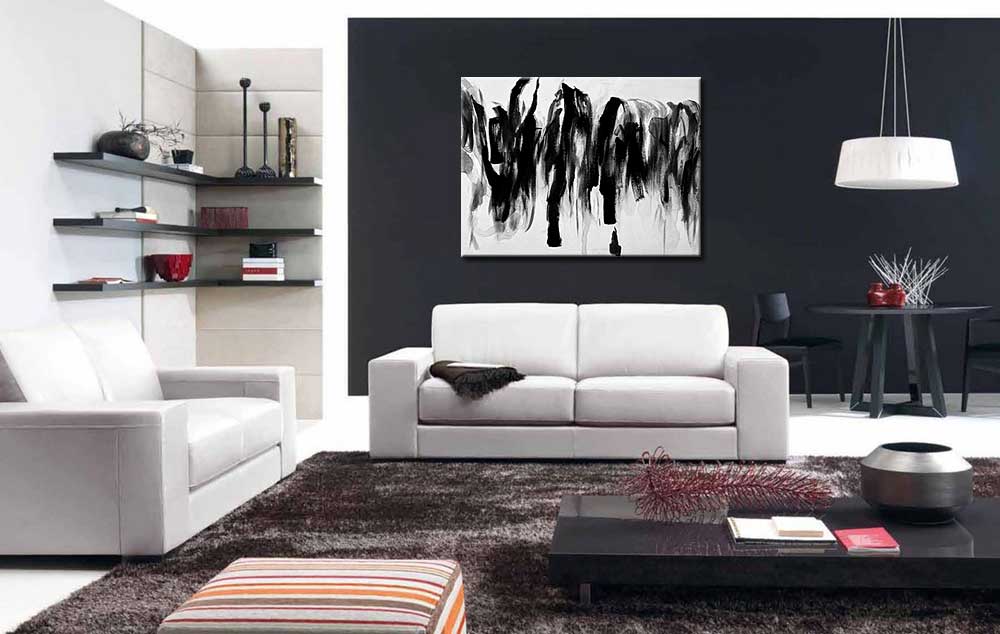 Black Stripes abstract schilderij 120x90cm - Afbeelding 2