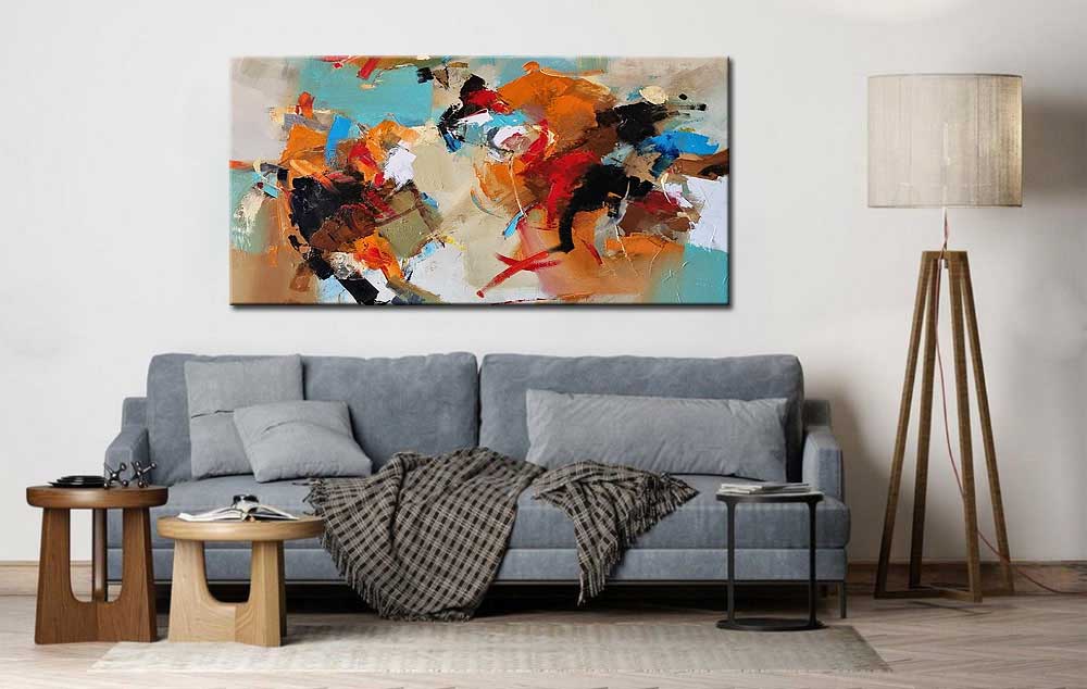 Abstract schilderij Bewegende Vormen 180x90cm - Afbeelding 4