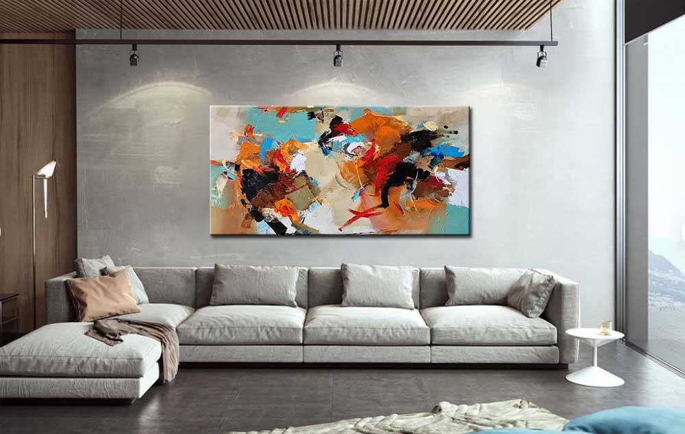 Abstract schilderij Bewegende Vormen 180x90cm - Afbeelding 3