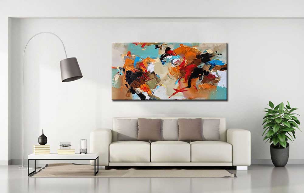 Abstract schilderij Bewegende Vormen 180x90cm - Afbeelding 2