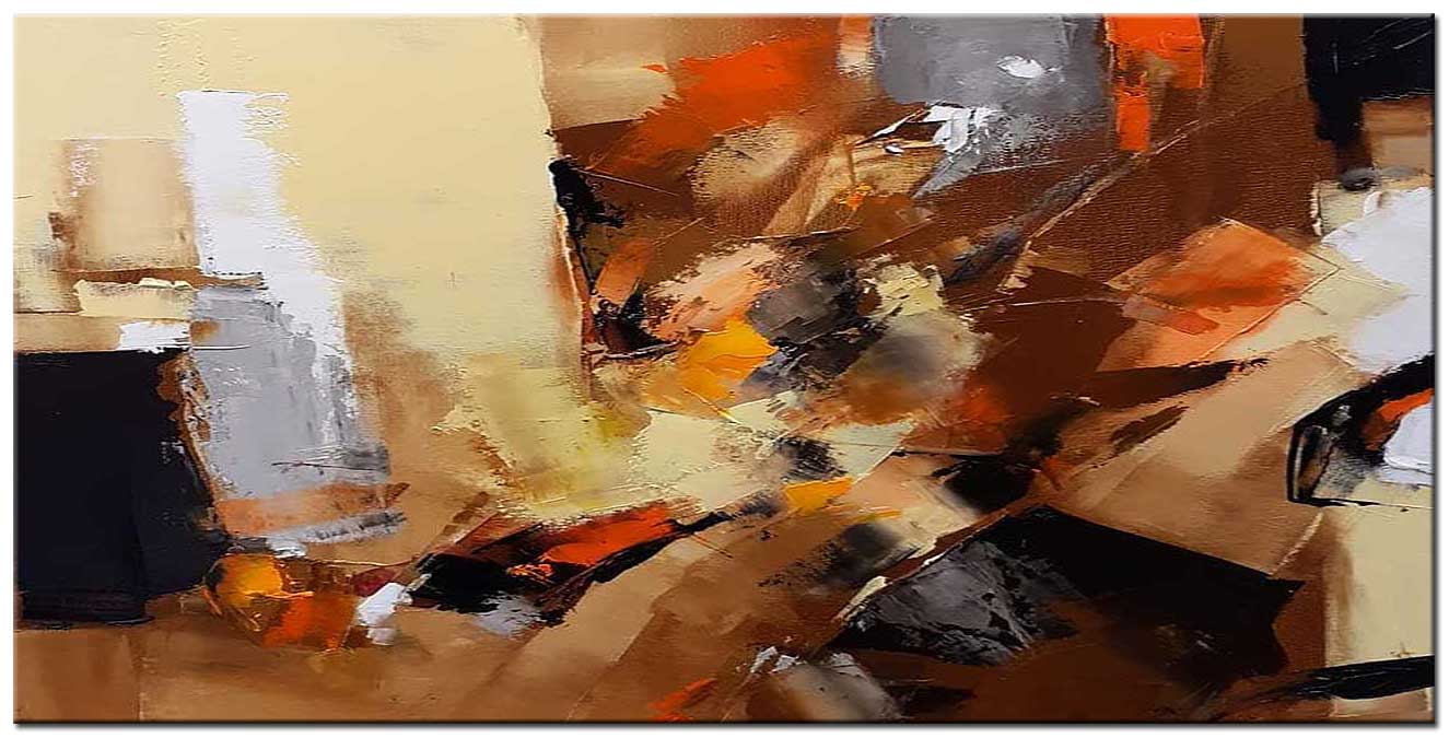 Aards Vuur abstract modern schilderij 180x90cm