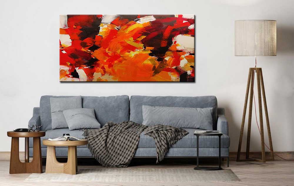 Abstract schilderij Vlammen van emotie 180x90cm - Afbeelding 4