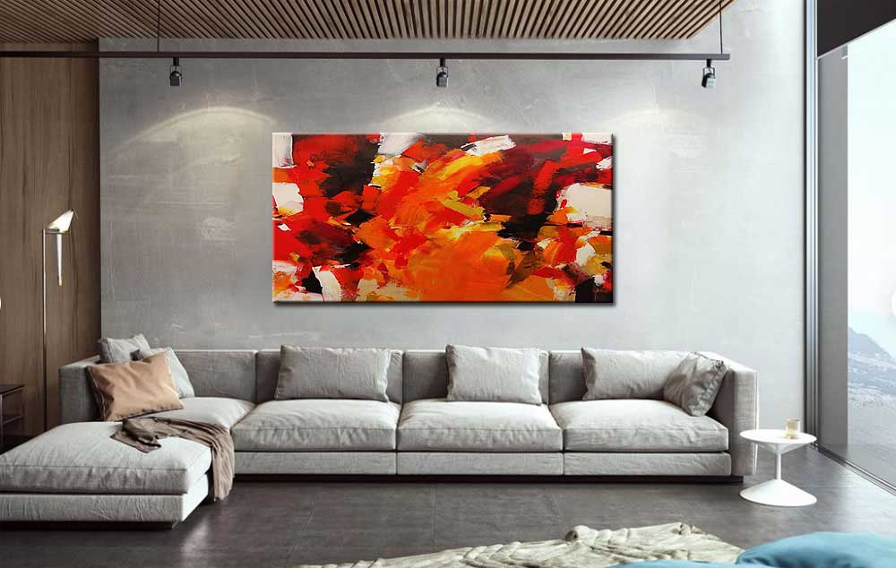 Abstract schilderij Vlammen van emotie 180x90cm - Afbeelding 2