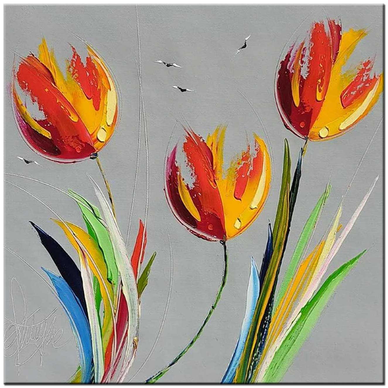 Bloemen schilderij Rode en Gele Tulpen