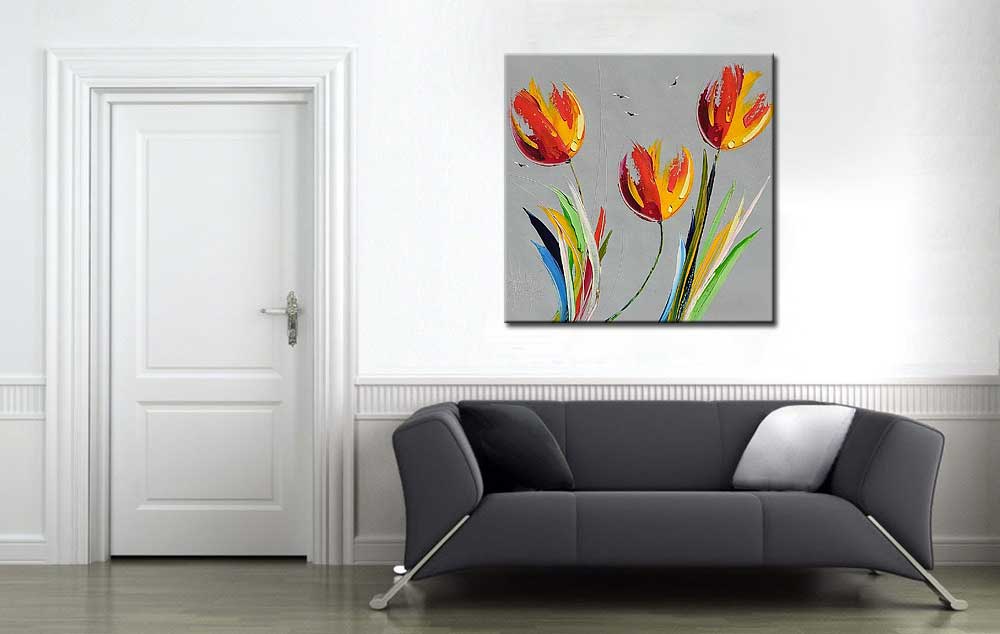Bloemen schilderij Rode en Gele Tulpen - Afbeelding 3