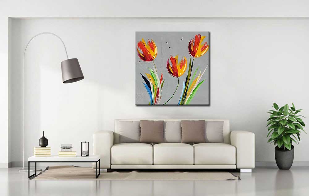Bloemen schilderij Rode en Gele Tulpen - Afbeelding 4