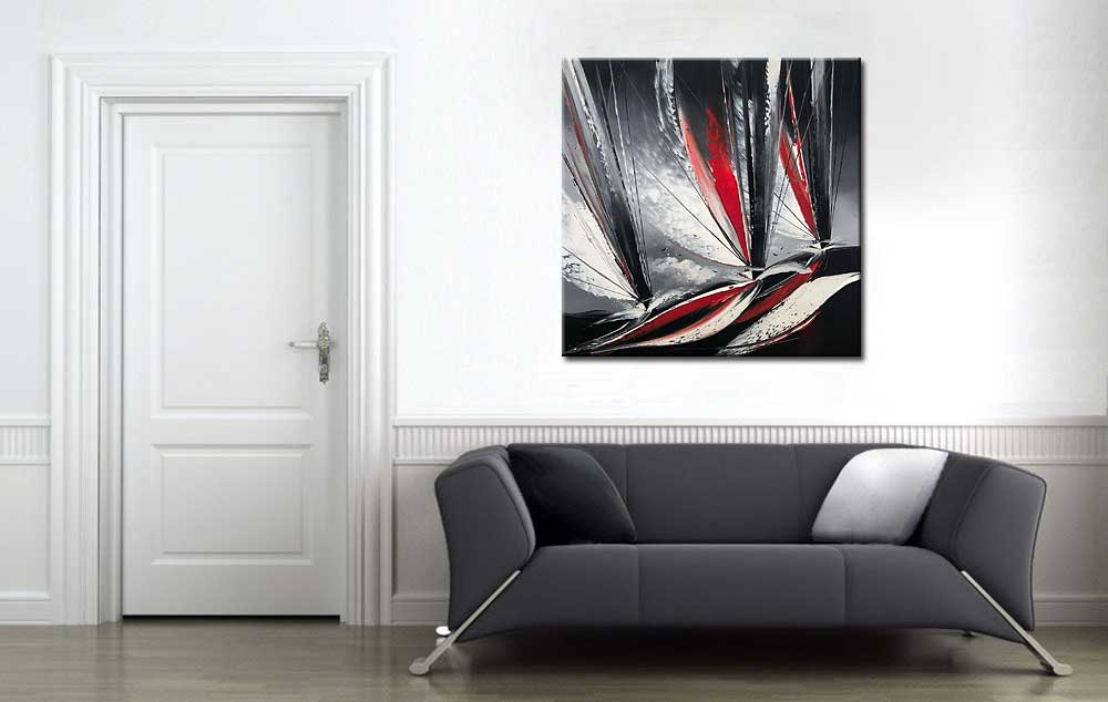 Dark Waves abstract modern schilderij - Afbeelding 4