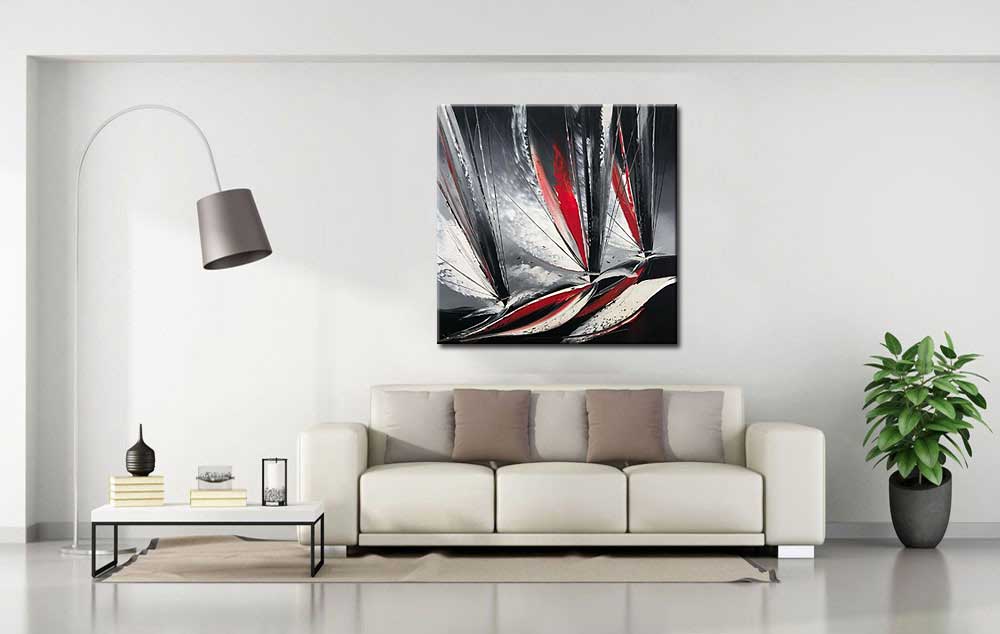 Dark Waves abstract modern schilderij - Afbeelding 3