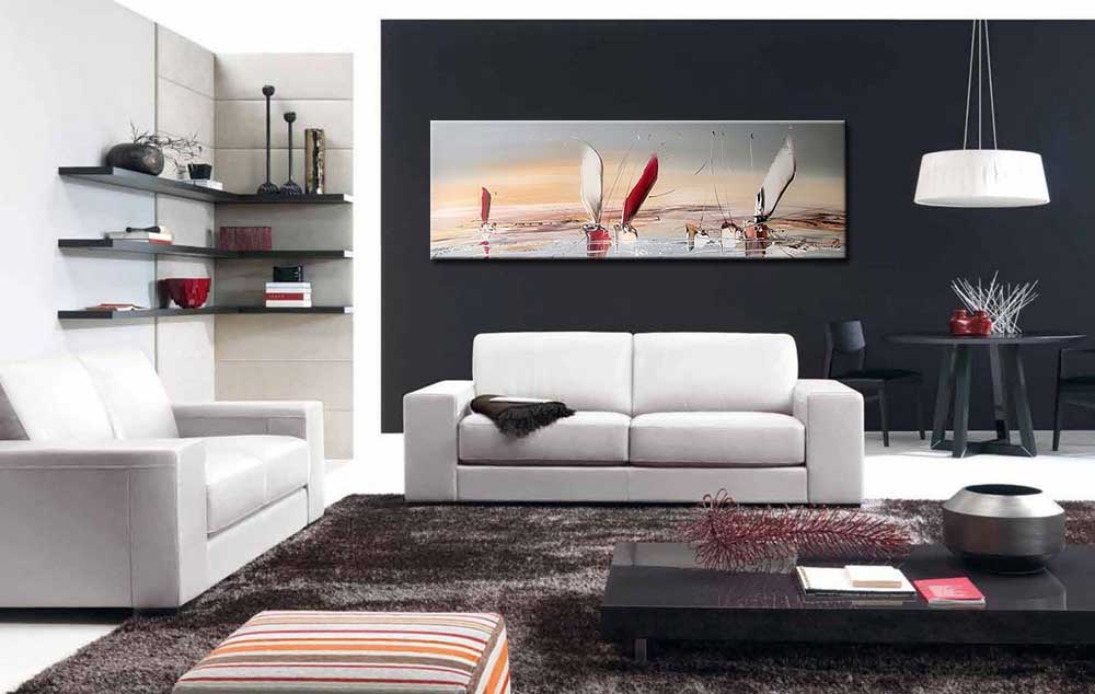 Zeilboten modern groot schilderij 180x60cm - Afbeelding 2