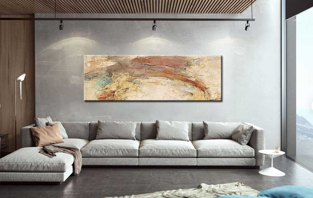 Abstract schilderij Warme Aardetinten 180x60cm - Afbeelding 2