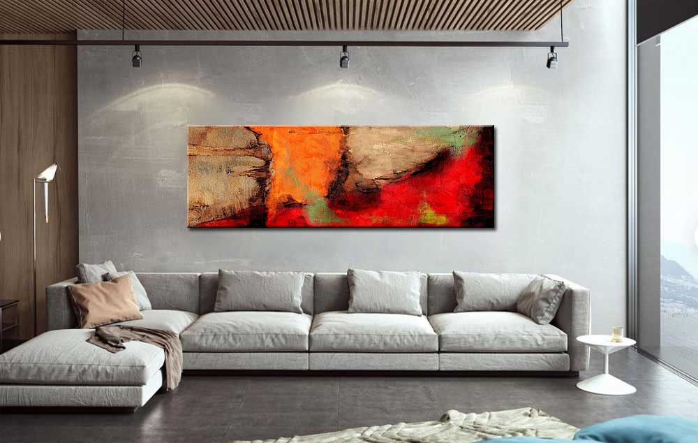 Abstract schilderij Burning Horizon 180x60cm - Afbeelding 2