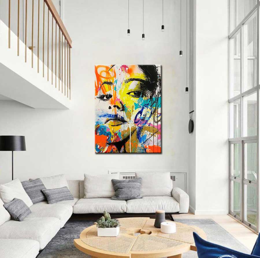 Vrouwen schilderij Street Art Emotie 90x120cm - Afbeelding 2