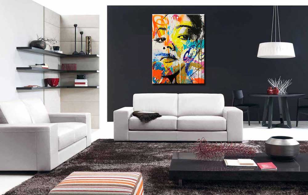 Vrouwen schilderij Street Art Emotie 90x120cm - Afbeelding 3