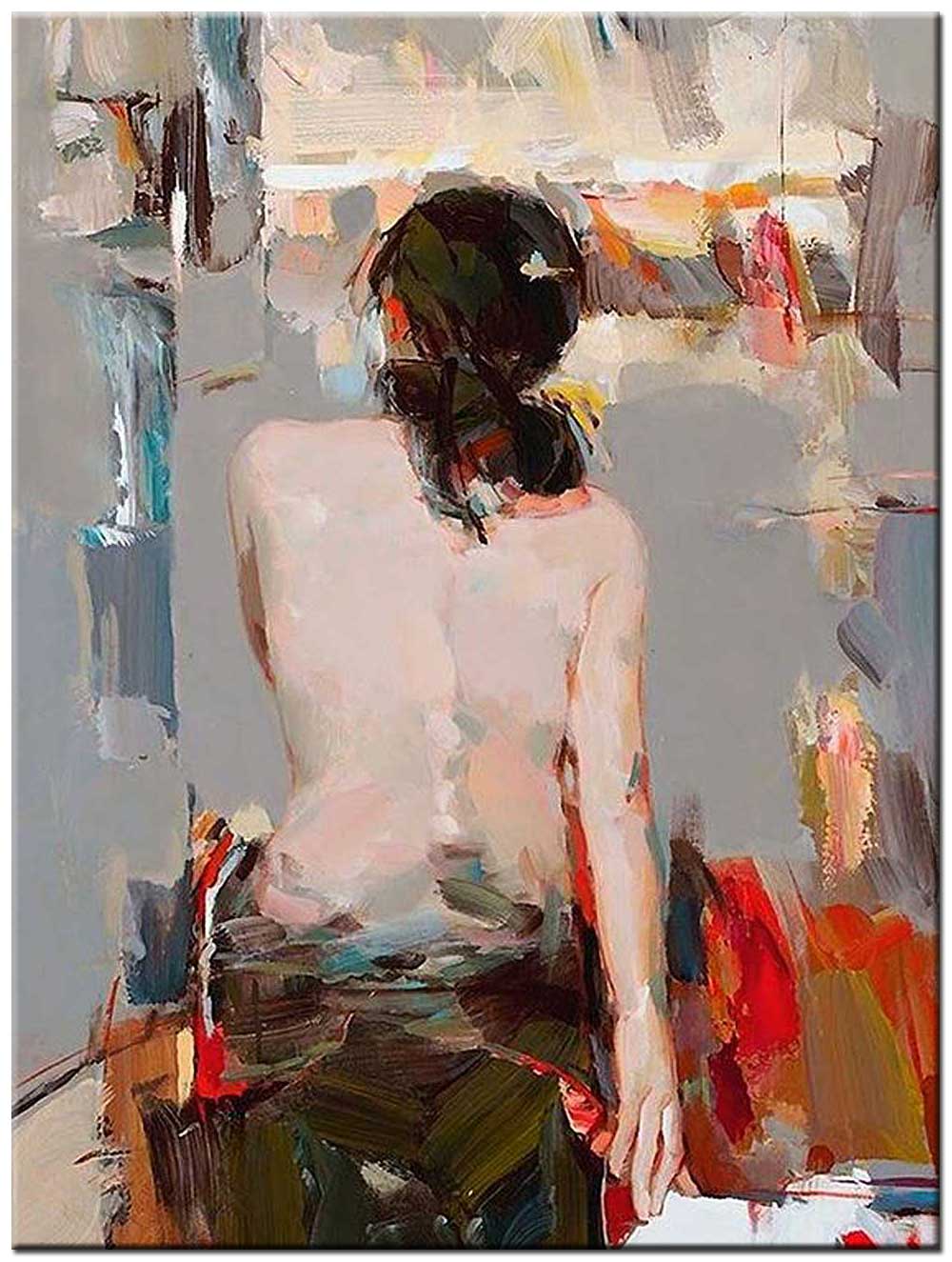 Expressief Naakt dame modern schilderij 90x120cm