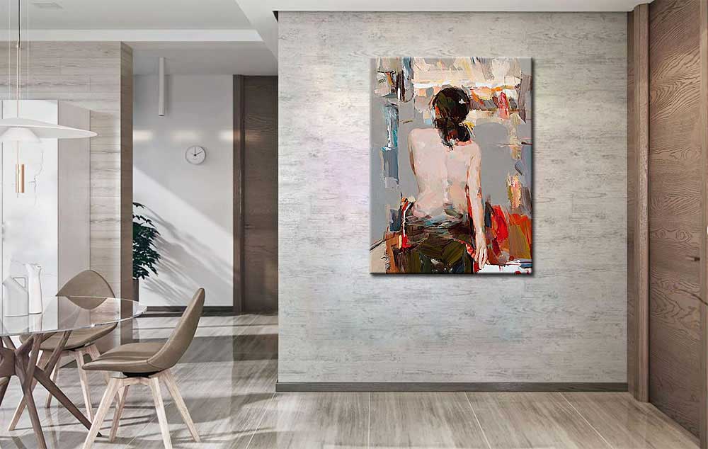 Expressief Naakt dame modern schilderij 90x120cm - Afbeelding 4