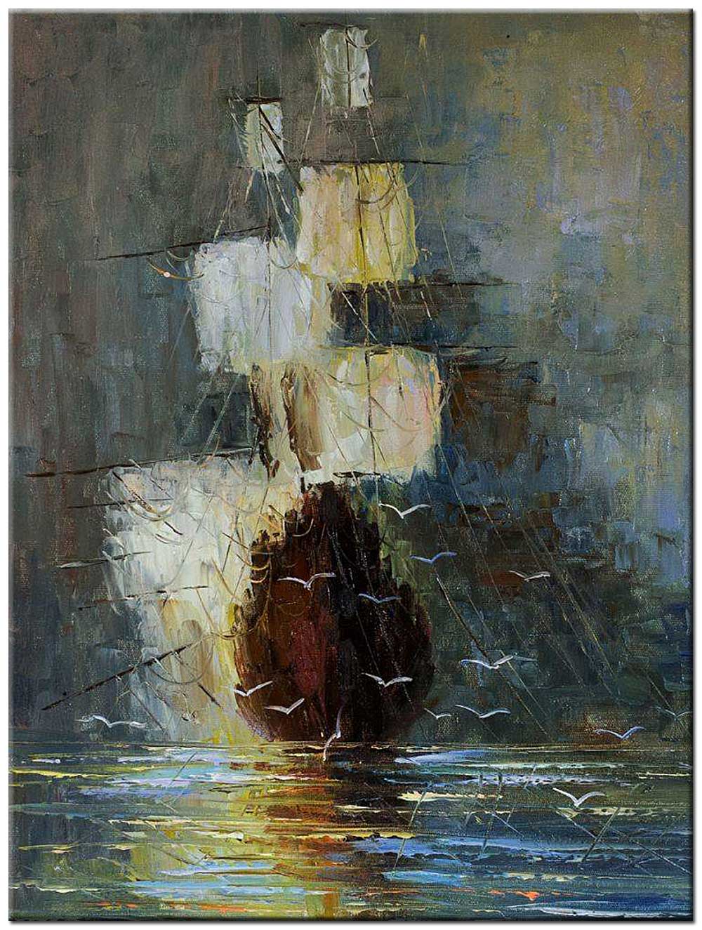 Middeleeuws Zeilschip modern schilderij 90x120cm