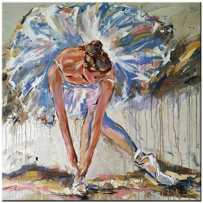Vrouwen schilderij Elegante Buiging figuratief olieverf ballet ballerina in gracieuze houding