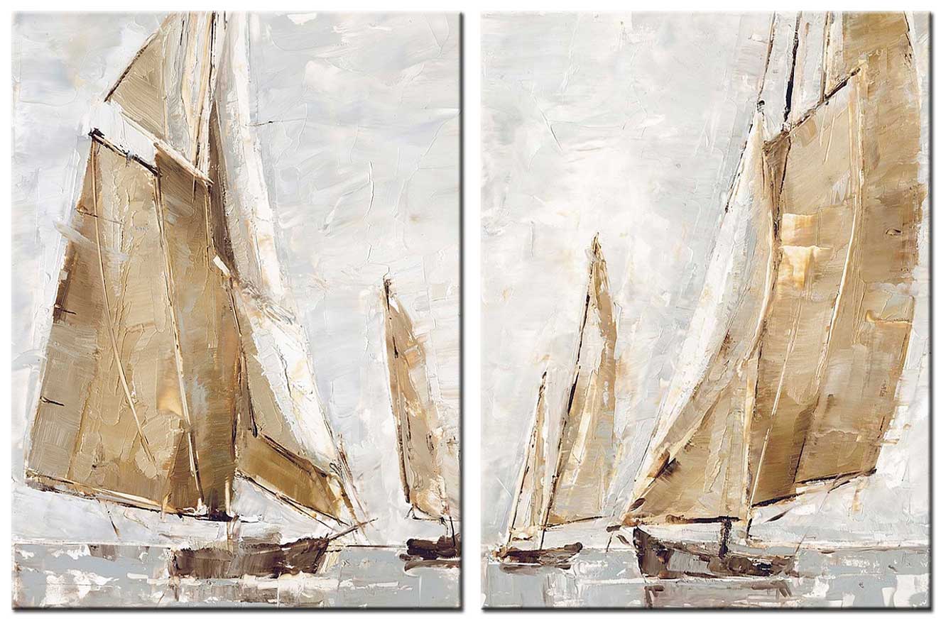 Zeilboten modern tweeluik schilderij
