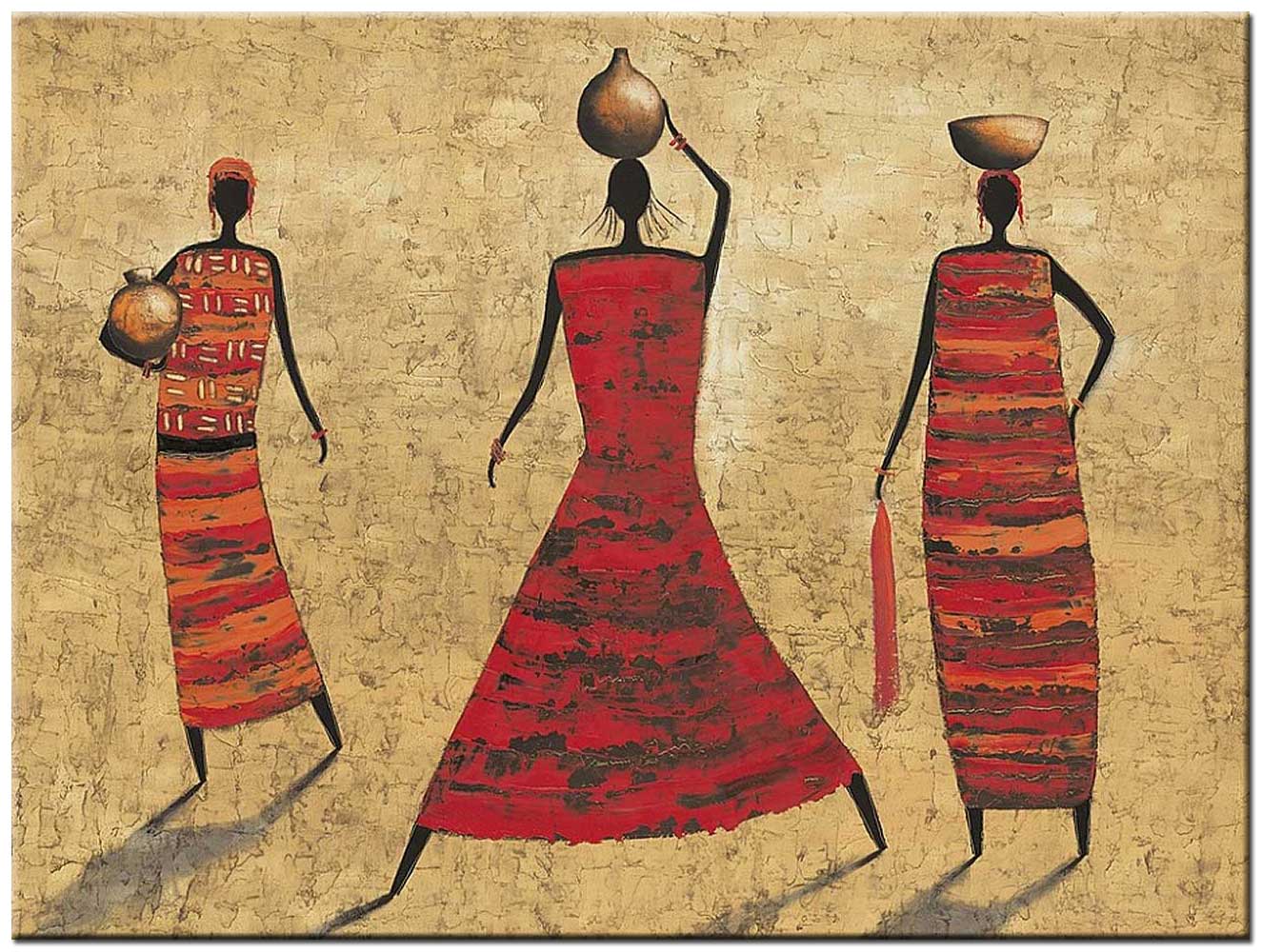 Afrikaanse dames modern schilderij 120x90cm