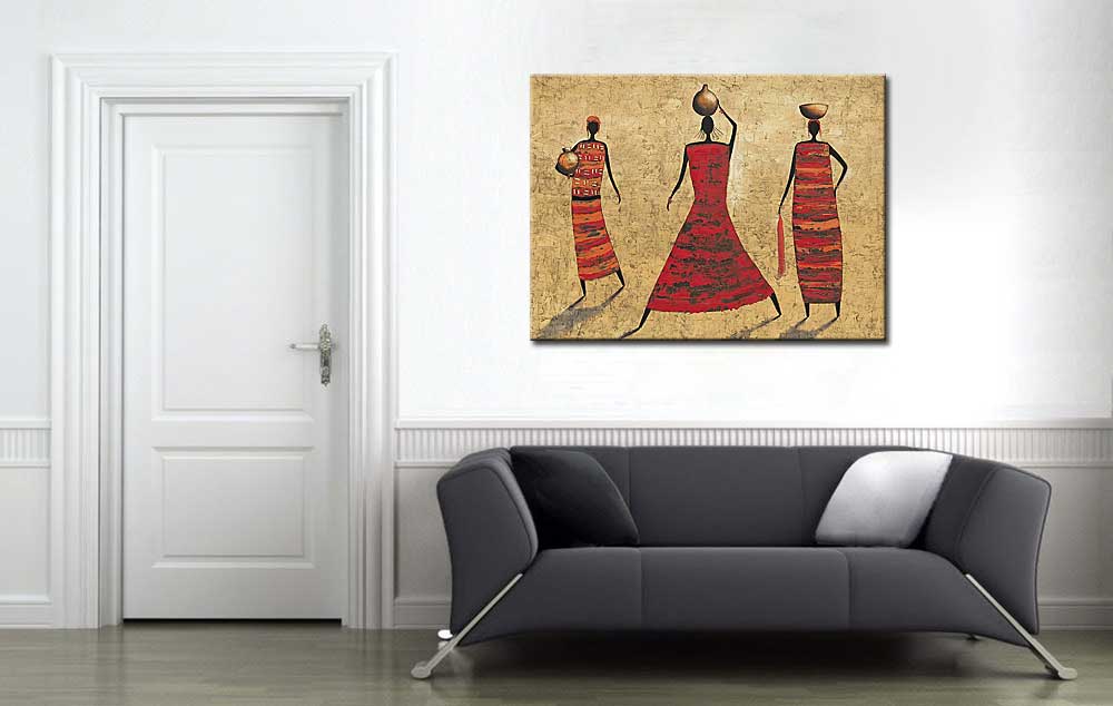 Afrikaanse dames modern schilderij 120x90cm - Afbeelding 4