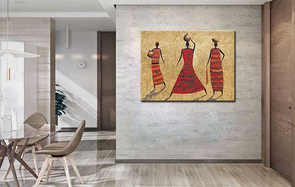 Afrikaanse dames modern schilderij 120x90cm - Afbeelding 2