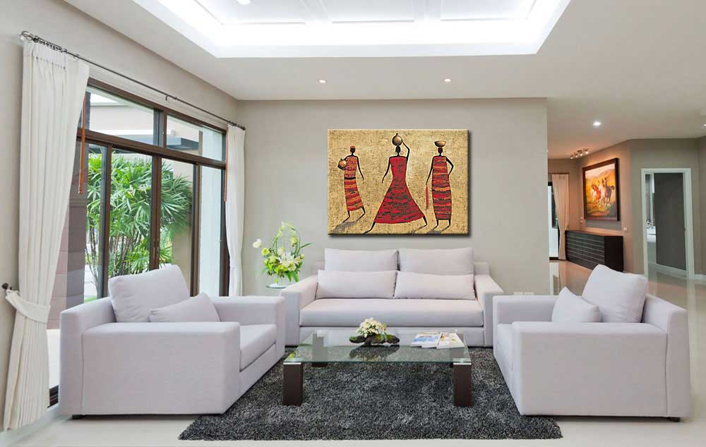 Afrikaanse dames modern schilderij 120x90cm - Afbeelding 3